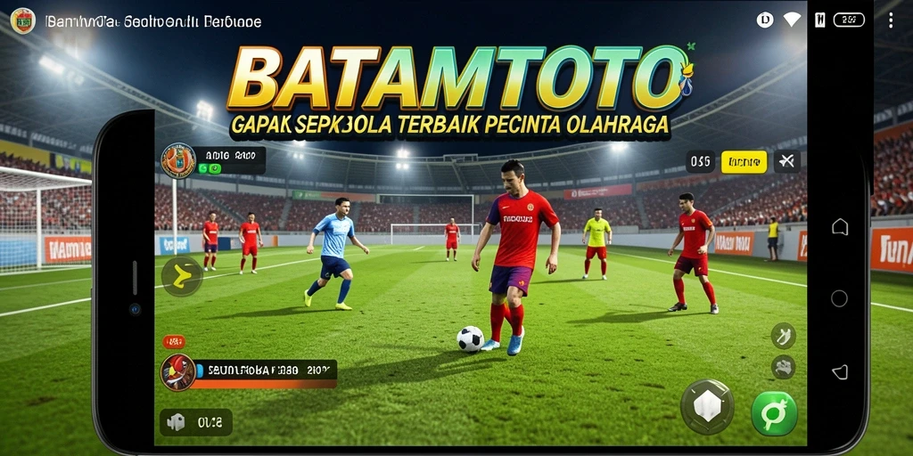 Tangkapan layar gameplay BATAMTOTO menampilkan aksi sepak bola yang seru.