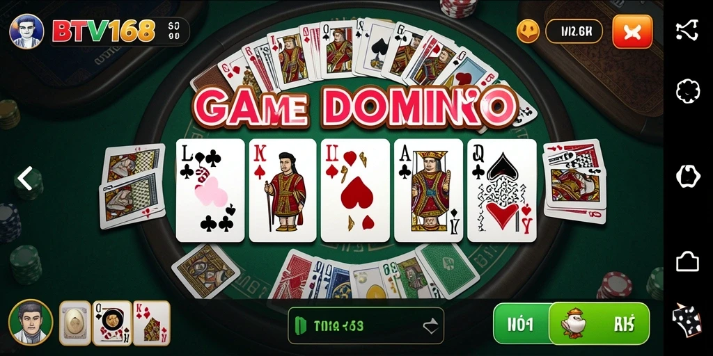 Screenshot gameplay BTV168 yang menampilkan keseruan bermain Domino.