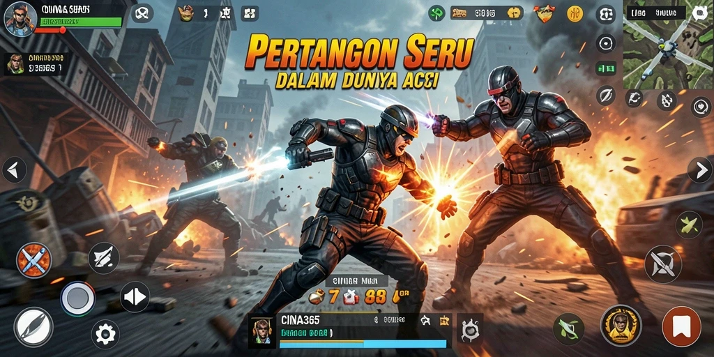 Screenshot gameplay CINA365 yang menunjukkan pertarungan seru.