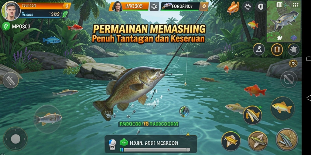 Tampilan gameplay MPO303 dengan aksi memancing yang seru.