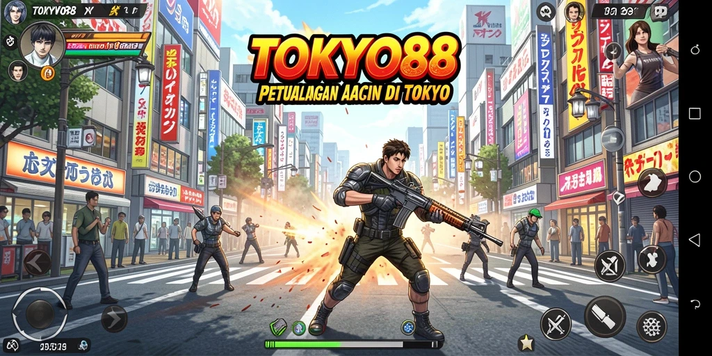Tampilan penuh aksi dari gameplay TOKYO88 yang mendebarkan.
