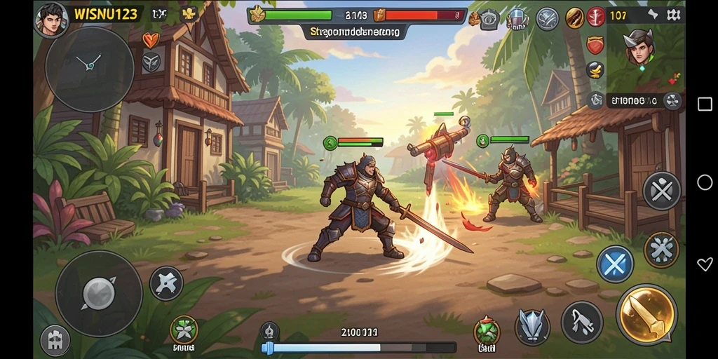 Screenshot gameplay WISNU123 menunjukkan pertempuran strategi yang mendebarkan.